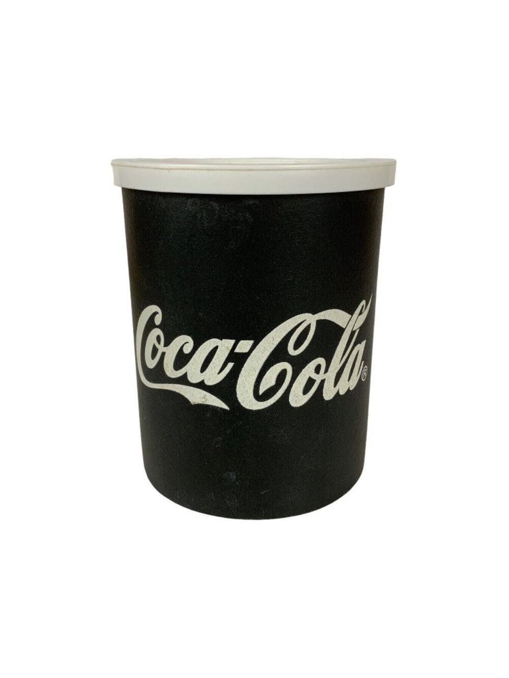 Coca-Cola Koozie Canned Drink Holder Foam & Hard Plastic Black White Made in USA